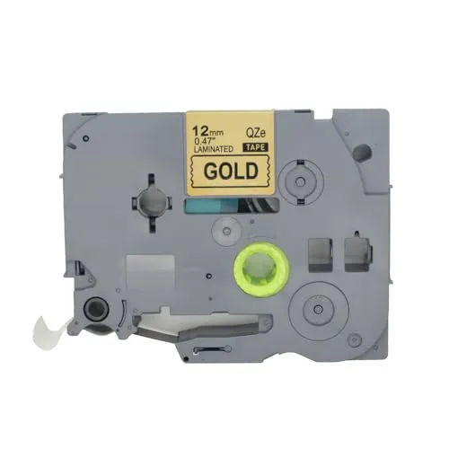 BROVACS 1 Packung Schwarz auf Gold Laminiertes Etikettenband Kompatibel mit Brother P-Touch Etikettendrucker TZ 831 TZe 831 12mm 1/2