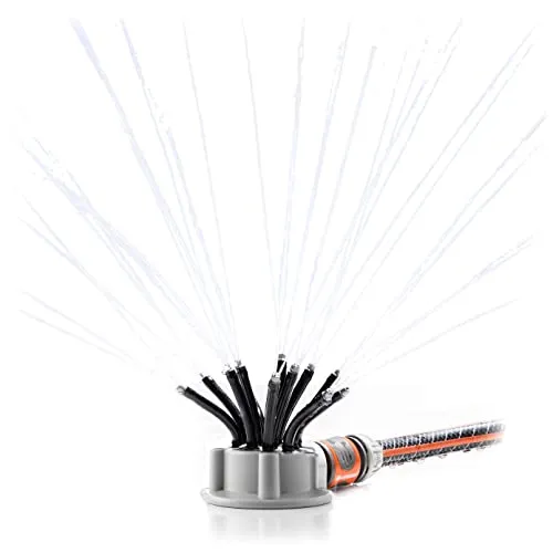 InnovaGoods - 360º Verstellbarer Gartensprinkler, 36 Düsen für Effiziente Bewässerung, Multifunktional für Spiel & Kühlung, Einfache Installation, Schwarz, Acrylnitril-Butadien-Styrol