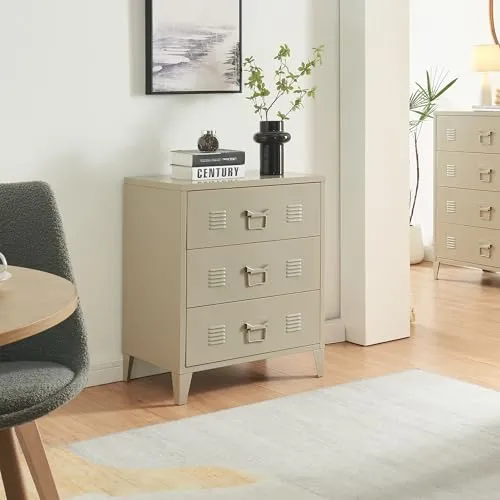 [en.casa] Kommode Hämeenlinna - Metallschrank mit 3 Schubladen - Kommode & Sideboard aus robustem Stahl im Industriedesign, ideal für optimale Raumnutzung und vielseitige Einsatzmöglichkeiten in Wohnzimmer oder Büro.