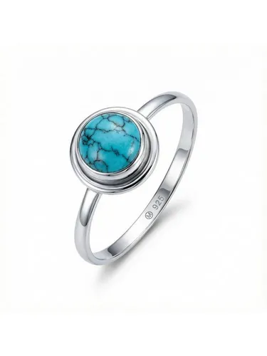 mantraroma Ring Silber 925 Damen mit Türkis Edelstein in grün von mantraroma