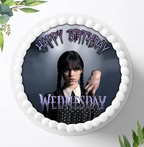 Für die Geburtstags Torte, Zuckerbild kompatibel mit: Wednesday Tortenbild, Essbares Foto für Torten, Fondant, Tortenaufleger Ø 20cm, 1002Z