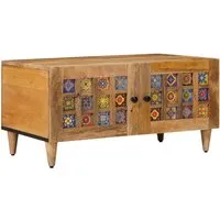 vidaXL Couchtisch aus Massivholz Mango, 80 x 50 x 40 cm - Eleganter Couchtisch aus robustem Mangoholz mit viel Stauraum. Die natürliche Oberfläche in tiefbraun sorgt für eine warme Atmosphäre und passt zu jedem Einrichtungsstil. Einfacher Zusammenbau und praktische Scharnier-Türen bieten zusätzlichen Komfort.