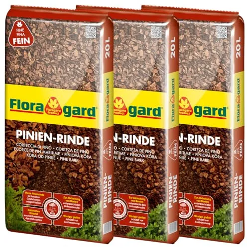 Floragard Pinienrinde Fein 2 bis 8 mm – 3 x 20 Liter von Floragard