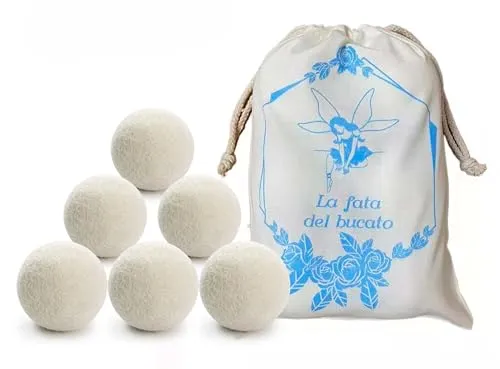 LUMINER® Bälle für Wäschetrockner aus Wolle, 6 Bälle für Wäschetrockner, knitterfrei und fängt Haare auf, Wollkugeln für Wäschetrockner