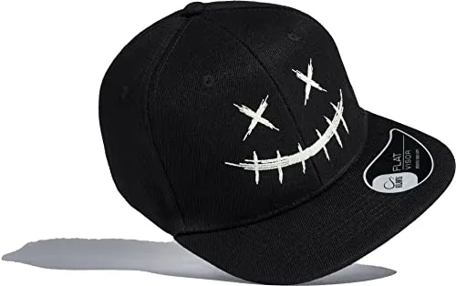 Baddery Kinder Cap - „Scary Smile - Glow in the Dark“ - Leuchtende Monster Kappe für Jungen & Mädchen (Schwarz)