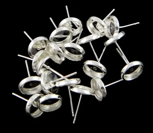 Ohrstecker für 8mm Cabochons Farbe silber Ohrringe Fassungen Rohlinge #S536 50