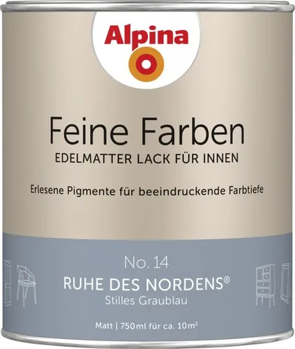 Alpina Feine Farben Lack No. 14 Ruhe des Nordens - Hochwertiger edelmatte Lack in graublau, ideal für eine stilvolle Raumgestaltung und hervorragende Deckkraft.