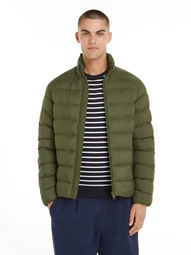 Tommy Hilfiger Herren Steppjacke Mid Weight Stand Collar Jacket, Mehrfarbig (Army Green) - Funktionsjacke, wasserabweisend mit zwei vorderen Einschubtaschen und gummiertem Tommy Hilfiger-Logo-Patch für einen modischen Look