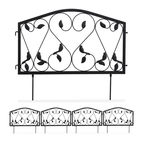 Beetzaun Beetumrandung Zierzaun Steckzaun antik 8-teilig - Gartenzäune aus robustem Eisen, antikes Design, ideal zur stilvollen Umrandung von Beeten und Gärten.