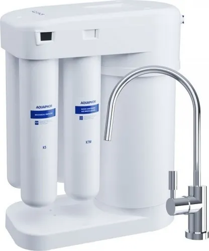 AQUAPHOR Untertisch-Trinkwassersystem DWM 101S - Spültischarmaturen mit Umkehrosmose-Technologie, entfernt effektiv Kalk, Schwermetalle und Viren, inklusive separatem Wasserhahn und BPA-frei.