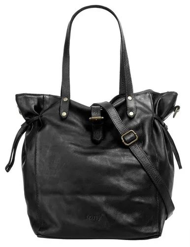 Damen Leder Shopper FORTY - Schwarz, Made in Italy - Eleganter Handtaschen Shopper aus 100% Rindleder, erweiterbar durch Kordelzug. Praktisches Design mit viel Platz für alles Wichtige. Ideal für Arbeit und Einkäufe.