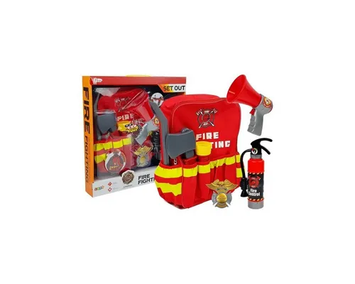 Feuerwehrmann-Set mit Rucksack, Taschenlampe und Feuerlöscher