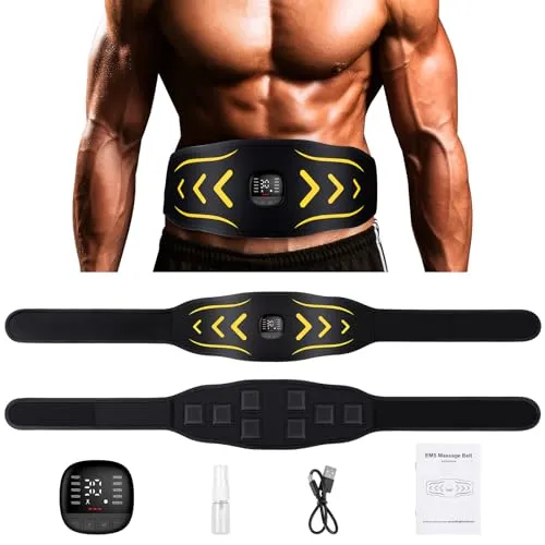 Unegnel EMS Bauchmuskeltrainer,Bauchmuskeltrainer Elektrisch,EMS trainingsgerät mit 10 Modi und 30 Intensitäten,EMS Muskelstimulation USB Wiederaufladbarer Tragbarer mit Nzeige des Kalorienverbrauchs