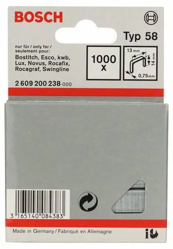 Bosch Accessories 2609200238 Feindrahtklammern Typ 58 1000 St. Abmessungen (L x B) 14mm x 13mm