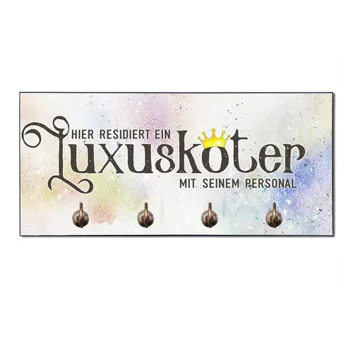 Cadouri Wandgarderobe LUXUSKÖTER - Design-Hundegarderobe für Hundezubehör - Garderobenpaneele mit 4 Haken, handgefertigt und stilvoll, ideal für Ordnung im Hundehaushalt und als kreatives Geschenk für Hundeliebhaber.