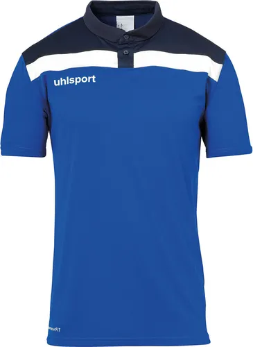 uhlsport Herren Offense 23 Polo Shirt, azurblau/Marine/Weiß, M - Trainingsbekleidung aus 100% Polyester, atmungsaktiv und ideal für Sport und Freizeit.