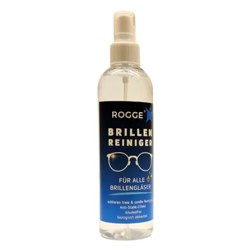 ROGGE Brillenreiniger 250ml, für streifenfreien Glanz mit Anti-Statik -Effekt. Brillenreiniger der Extraklasse bietet Ihnen die ultimative Lösung für glasklare Sicht. (1)