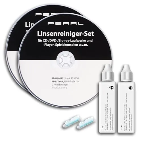 PEARL DVD Reinigungs CD: 2er-Set Linsenreiniger-Set für CD-/DVD-/Blu-ray-Laufwerke & -Player (DVD Player Reinigungs, für Autoradio)