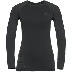Odlo Blouse Short Sleeve - Schwarz, Graphitgrau (60212) XS - Funktionsunterwäsche für Damen, ideal für Winteraktivitäten im Freien, mit strategischen Belüftungszonen für optimales Körperklima und aus recycelten Materialien für Nachhaltigkeit.