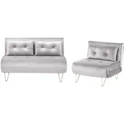 Sofa Set 3-Sitzer VESTFOLD Samtstoff Grau in gold von Beliani