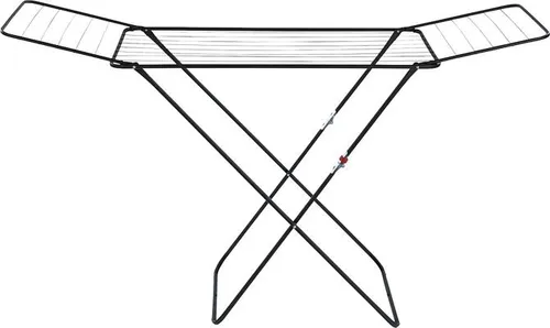 WENKO Wäscheständer Flügelwäschetrockner Champion - 18 m Trockenlänge, flach klappbar und pulverbeschichteter Stahl in elegantem Schwarz