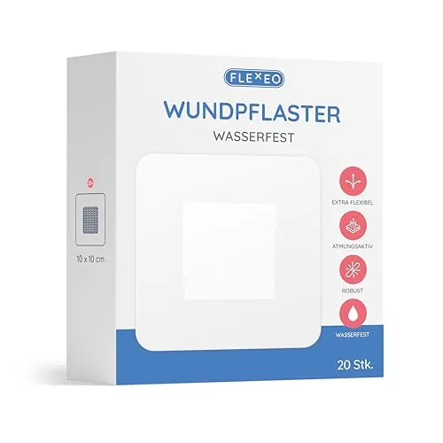 Wundpflaster wasserfest transparent - 10cm x 10cm - 20 Stück - Erste-Hilfe-Heftpflaster & Verbandsmaterial: Wasserfest und atmungsaktiv, ideal für Duschen und Schwimmen, bietet optimalen Schutz für Wunden und ist hautfreundlich.