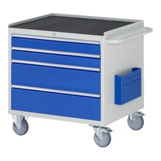 Rau Montagewagen XL3.1 - 4x XL-Schubladen, 450 kg Tragkraft - Robuster Montagewagen mit 4 XL-Schubladen und einer Gesamtbelastbarkeit von 450 kg. Ideal für Werkstätten, ausgestattet mit Anti-Rutsch-Matte und zentralem Schloss für Sicherheit.