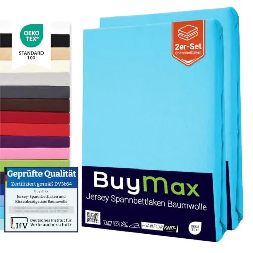 Buymax® Spannbettlaken 140x200cm Doppelpack in türkis von Buymax