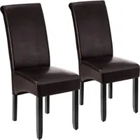 tectake Esszimmerstuhl Set (2 St.), Ergonomische Stühle für höchsten Sitzkomfort, braun mit schwarzem Gestell - Stühle für Esszimmer, ergonomisches Design für besten Sitzkomfort auch über längere Zeit, ideal für gemütliche Familienessen oder gesellige Abende.