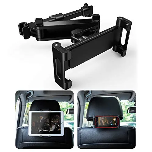UIHOL Tablet Halterung Auto Kopfstützen, KFZ Kopfstütze Tablet Halterung 360 Grad Drehung Kopfstützenhalter Einstellbare Verschiedene Größen Universal für iPad mini Air 6-12 Zoll Handy, Tablet