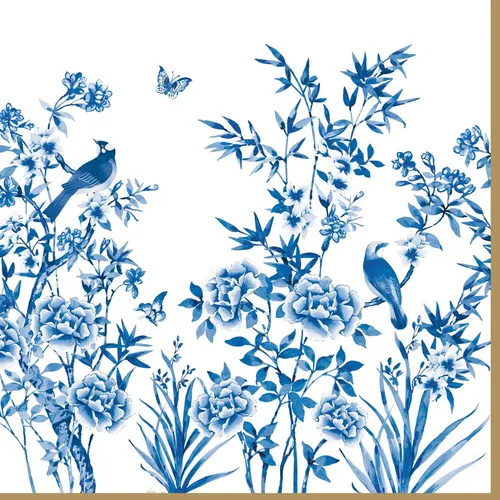 20er Pack Servietten PARADISE GARDEN 33x33cm weiß blau Papier Easy Life