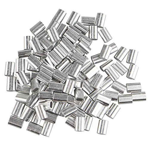 Futheda 100 PCS Kabel Draht 1,5 mm Seil Aluminium Oval geformte Ärmel Clips Crimpen Schlaufen silber Ton