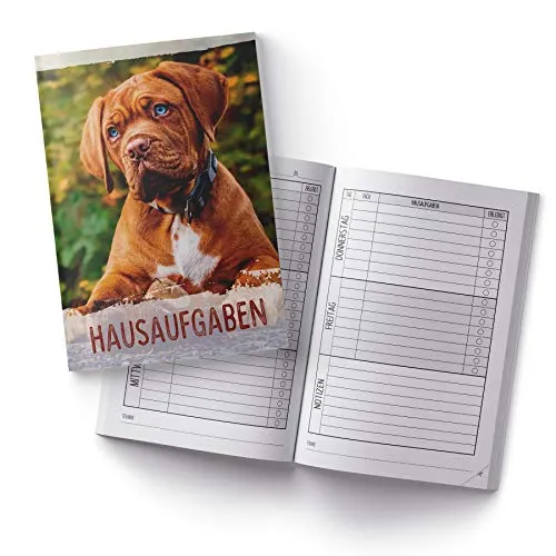 itenga Hausaufgabenheft Hund DIN A5 96 Seiten Schulbedarf Meine Hausaufgaben für Grundschule Gemeinschaftsschule Realschule Gymnasium