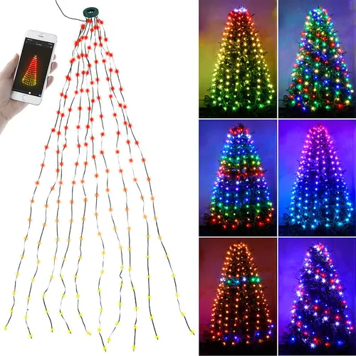 Produktbild Lunartec Smarter LED-Tannenbaumüberwurf, 1,8 m, 180 RGB-IC-LEDs, App, IP44