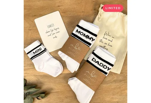 MeinBaby123® Retrosocken Mommy Daddy Mini Set in schwarz von MeinBaby123®