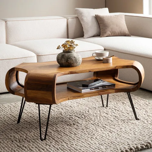 FineBuy Couchtisch aus Massivholz 100 cm