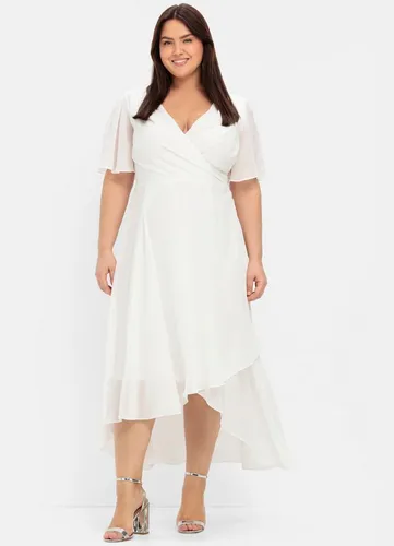 Sheego Etuikleid Chiffonkleid Kurzarm im Lagenlook, mit Unterkleid