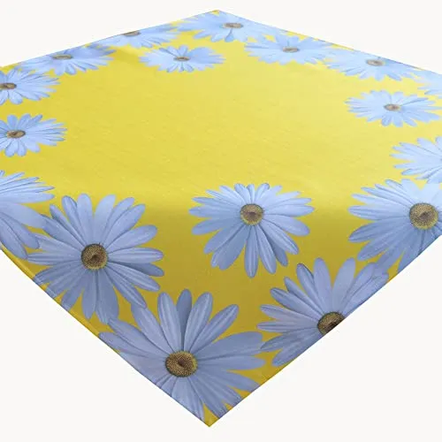 Tischdecke 85x85 cm Gelb, Margeriten Frühlings Mitteldecke, Garten Tischdecken Bügelfrei, Tischdeko Wasserabweisend, abwischbare Tischschoner, Indoor Outdoor
