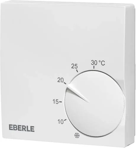 Eberle RTR-S 6721-6 Raumthermostat Aufputz - Steuerungen für Heizen/Kühlen mit nur 18,5 mm Aufbauhöhe, ideal für präzise Regelung von Heizsystemen und einfache Montage.
