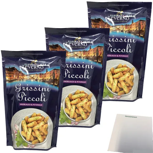 Leverno Grissini Piccoli Knoblauch & Petersilie 3x100g Packung usy Block