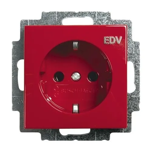 Busch-Jaeger 20EUC/DV-917 SCHUKO Steckdose mit Aufdruck EDV Balance SI rot