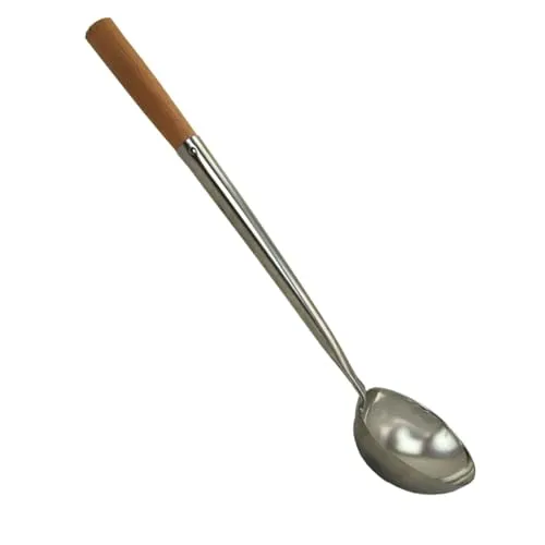 JADE TEMPLE Schöpfkelle für den Wok, stainless steel, Gesamtlänge 47 cm, 12 cm Durchmesser, mit Holzgriff, 1 x Schöpfkelle