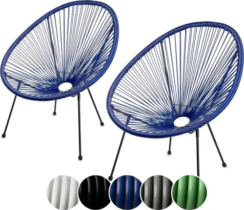 sunnypillow Acapulco Gartenstuhl 2er Set | Bequeme Loungesessel für Innen und Außen | Blau - Bequemes 2er Set Acapulco Gartenstühle für Terrasse, Garten und Balkon. Leicht, stabil und pflegeleicht. Mit ergonomischer Rückenlehne und strapazierfähigen Materialien für optimalen Komfort und modernes Design.