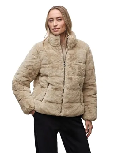 Street One Damen Fake Fur Steppjacke - Kuschelige Steppjacke für Damen aus weichem Fake Fur. Mit elastischen Bündchen, Stehkragen und praktischen seitlichen Taschen für zusätzlichen Komfort.