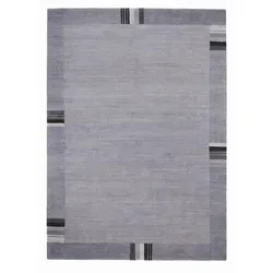 Cazaris Wollteppich Sensation Silk Lakir, Grau, 70x140 cm - Der graue Cazaris Wollteppich (70x140 cm) bringt mit seinem eleganten Bordüren-Design ein stilvolles Ambiente in Ihr Zuhause. Ideal für Fußbodenheizungen, sorgt er für Komfort und eine ansprechende Optik in jedem Raum.