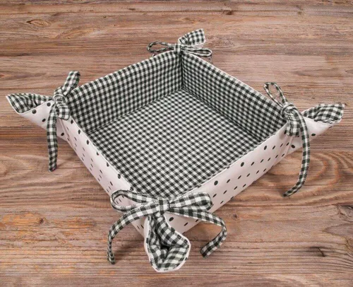matches21 HOME & HOBBY Vorratsdose Brotkorb aus Stoff LISE Grün, gepunktet Karo, in 20x20 cm, Textil, (1-tlg), Wiederverwendbar & Waschbar bis 30 Grad
