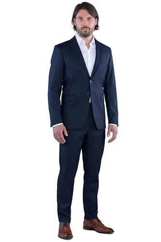 SANDER STELLAN Herren Anzug Slim-Fit 2-teilig in Größe 56 in blau von SANDER STELLAN