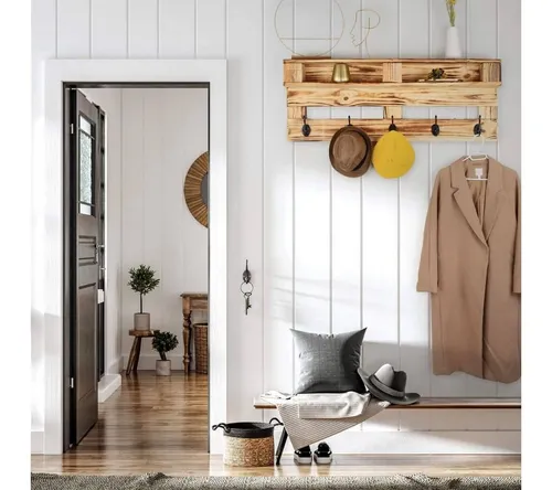 K&L Wall Art Wandgarderobe Palettenmöbel in braun von K&L Wall Art