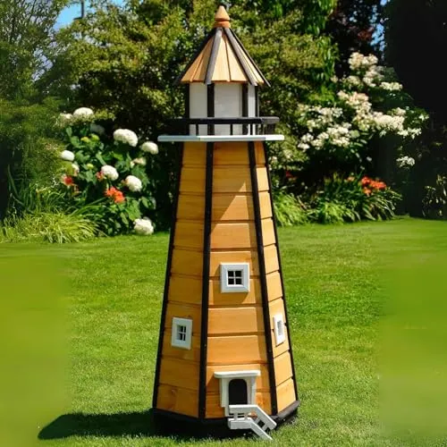 Riesiger XXL Leuchtturm mit Solar Beleuchtung 1,40m - Windmühlen & -räder, beeindruckende Gartendeko mit energieeffizienter Solar-LED-Beleuchtung für stimmungsvolle Abende