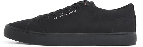 Tommy Hilfiger Herren Vulcanized Sneaker Core Canvas Low Top, Schwarz (Black) - Herren-Sneaker mit zeitlosem Design, ausgestattet mit Tommy Hilfiger Logo-Details und bequemem Vulcanized-Fußbett für den perfekten Tragekomfort.
